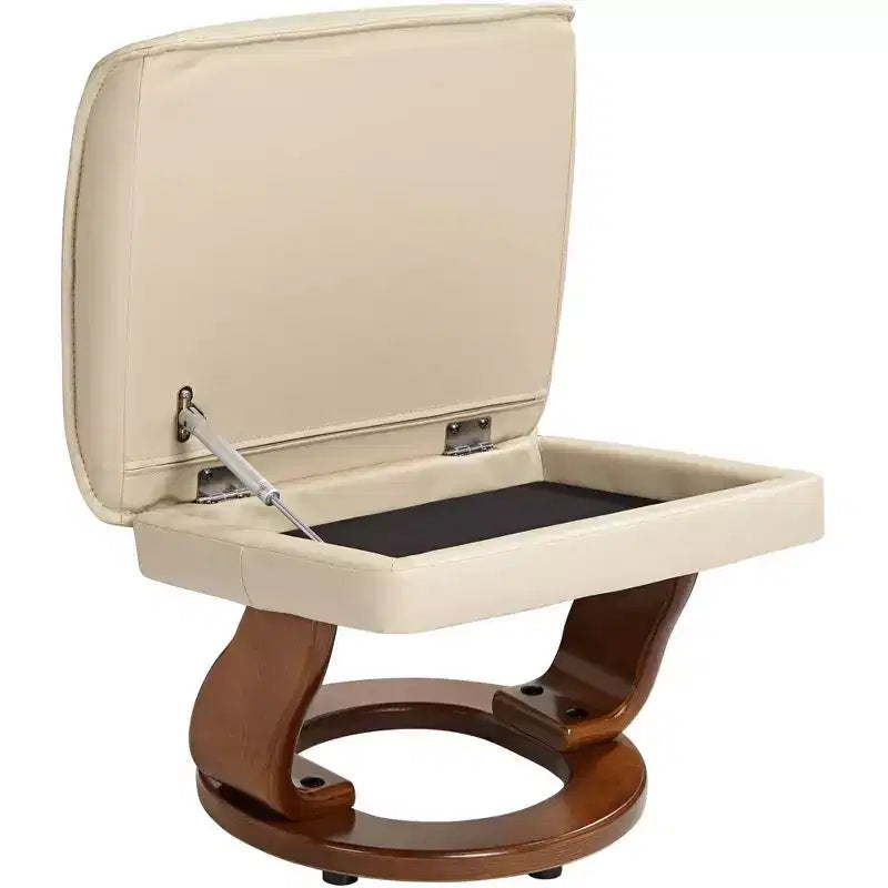 Stucco Swivel Ottoman Faux Leather Recliner Chair Modern Armchair Ergonomic Push Manual Reclining Bedroom Living Room