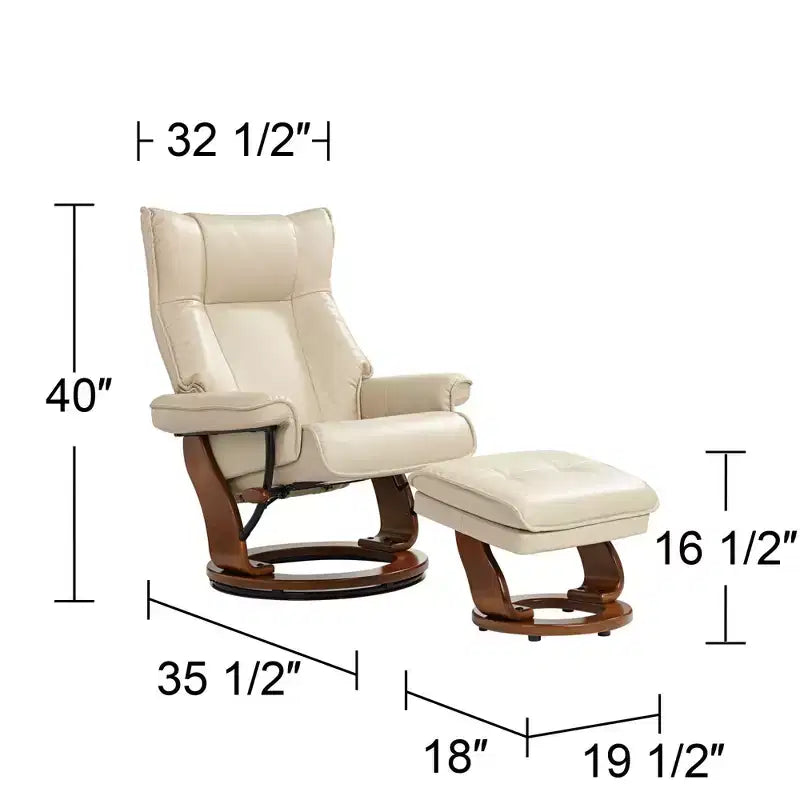 Stucco Swivel Ottoman Faux Leather Recliner Chair Modern Armchair Ergonomic Push Manual Reclining Bedroom Living Room