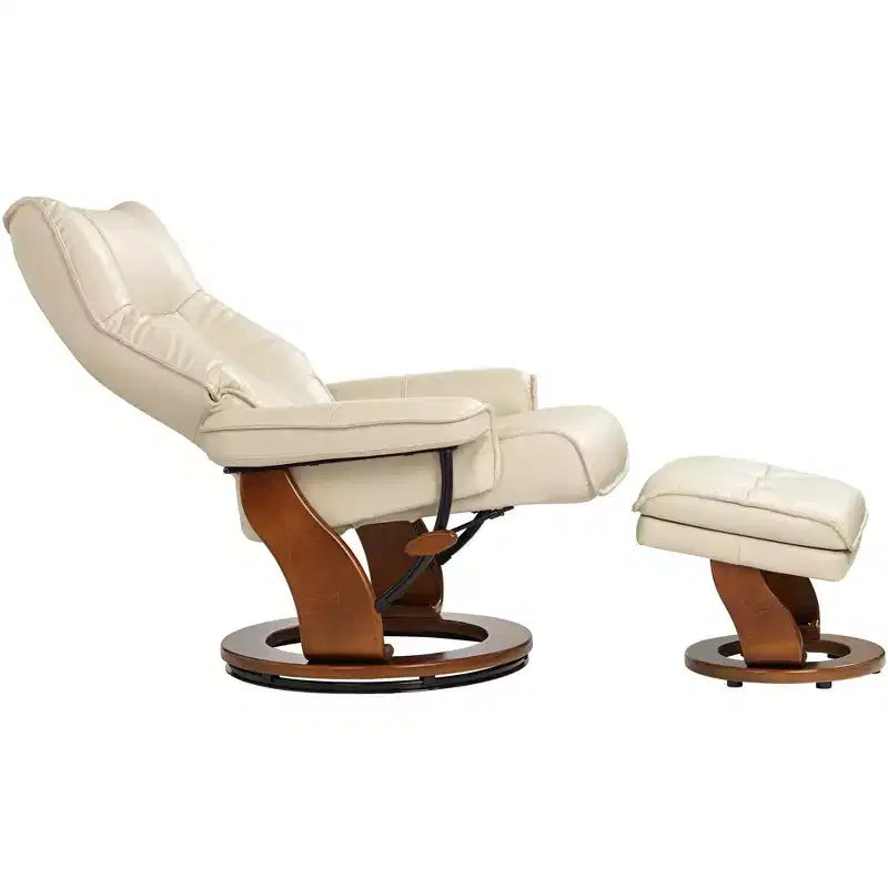 Stucco Swivel Ottoman Faux Leather Recliner Chair Modern Armchair Ergonomic Push Manual Reclining Bedroom Living Room