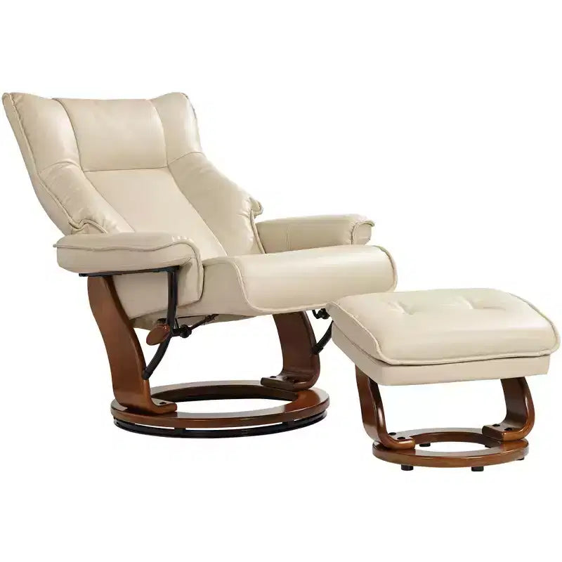 Stucco Swivel Ottoman Faux Leather Recliner Chair Modern Armchair Ergonomic Push Manual Reclining Bedroom Living Room