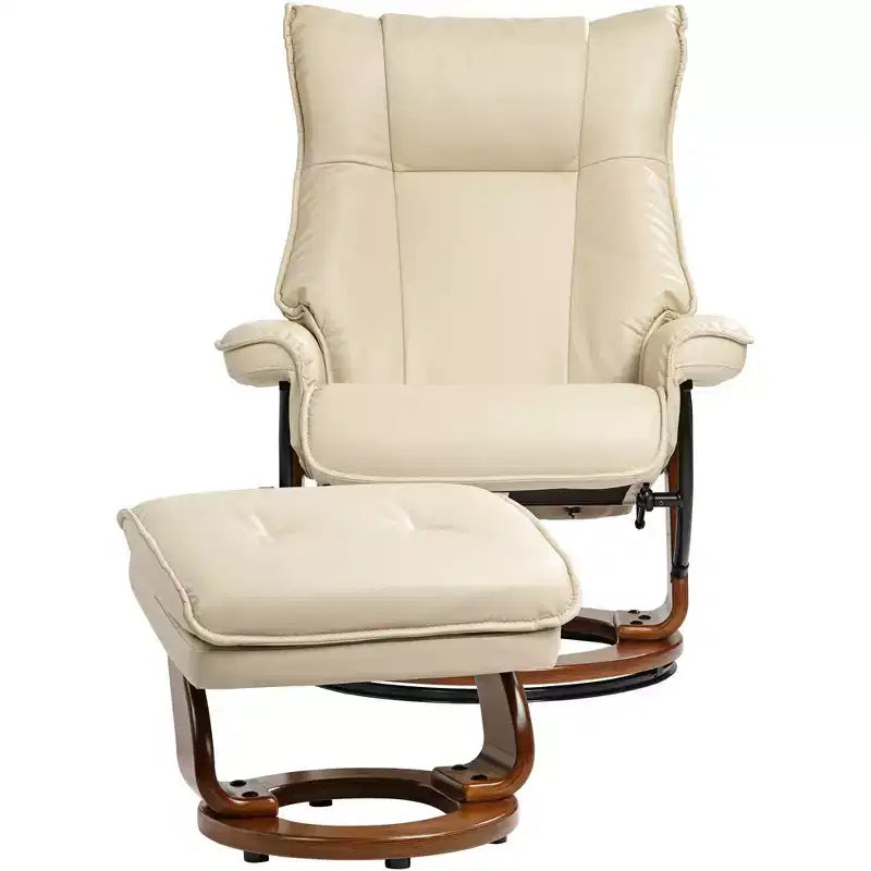 Stucco Swivel Ottoman Faux Leather Recliner Chair Modern Armchair Ergonomic Push Manual Reclining Bedroom Living Room