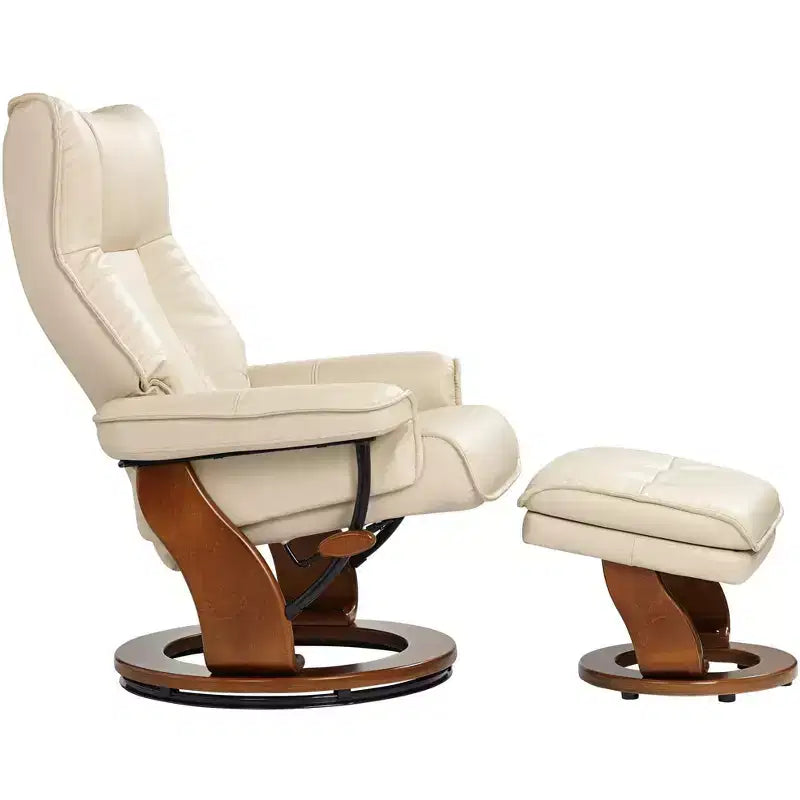 Stucco Swivel Ottoman Faux Leather Recliner Chair Modern Armchair Ergonomic Push Manual Reclining Bedroom Living Room