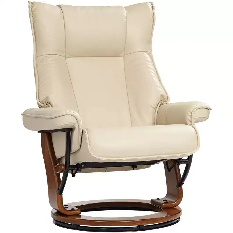 Stucco Swivel Ottoman Faux Leather Recliner Chair Modern Armchair Ergonomic Push Manual Reclining Bedroom Living Room