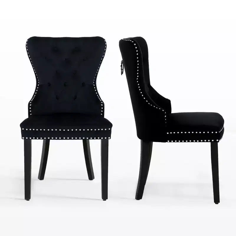 WestinTrends Velvet Upholstered Tufted Dining Chairs (Set of 2)