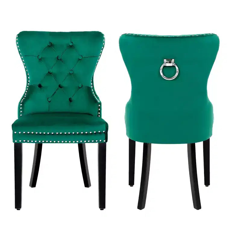 Velvet Upholstered Tufted Dining Chairs (Set of 2)