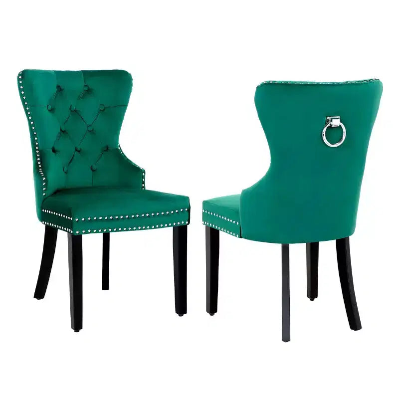 Velvet Upholstered Tufted Dining Chairs (Set of 2)