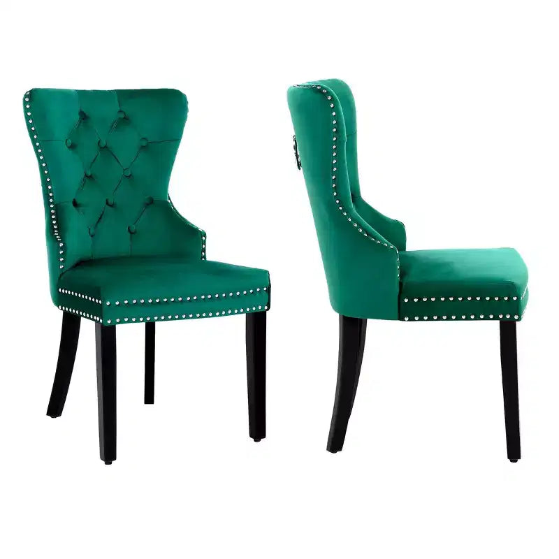 Velvet Upholstered Tufted Dining Chairs (Set of 2)