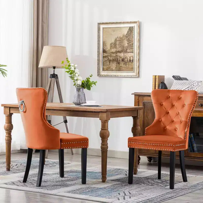 Velvet Upholstered Tufted Dining Chairs (Set of 2)