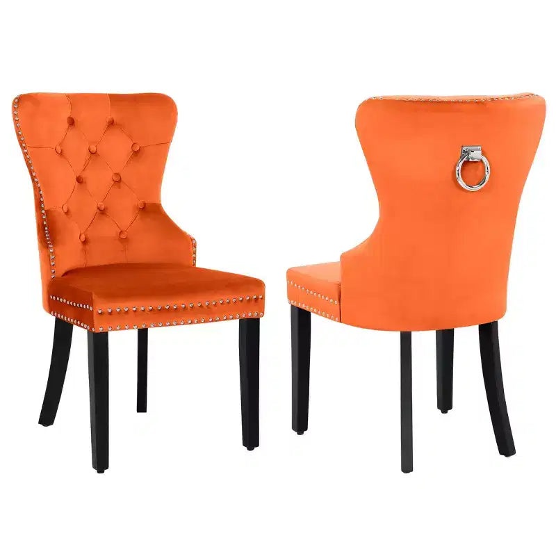 Velvet Upholstered Tufted Dining Chairs (Set of 2)