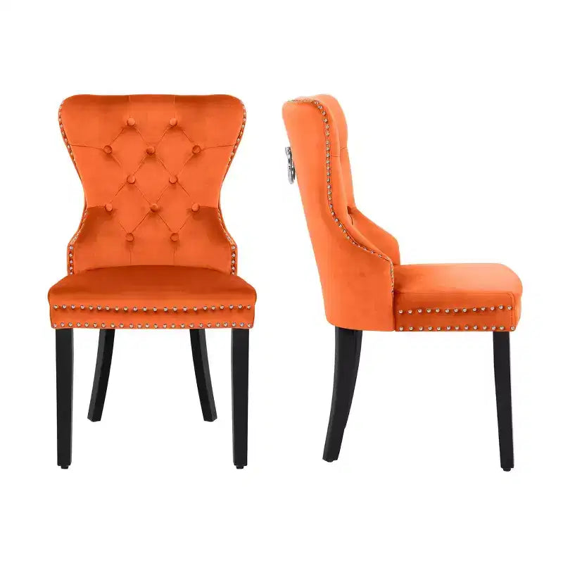Velvet Upholstered Tufted Dining Chairs (Set of 2)