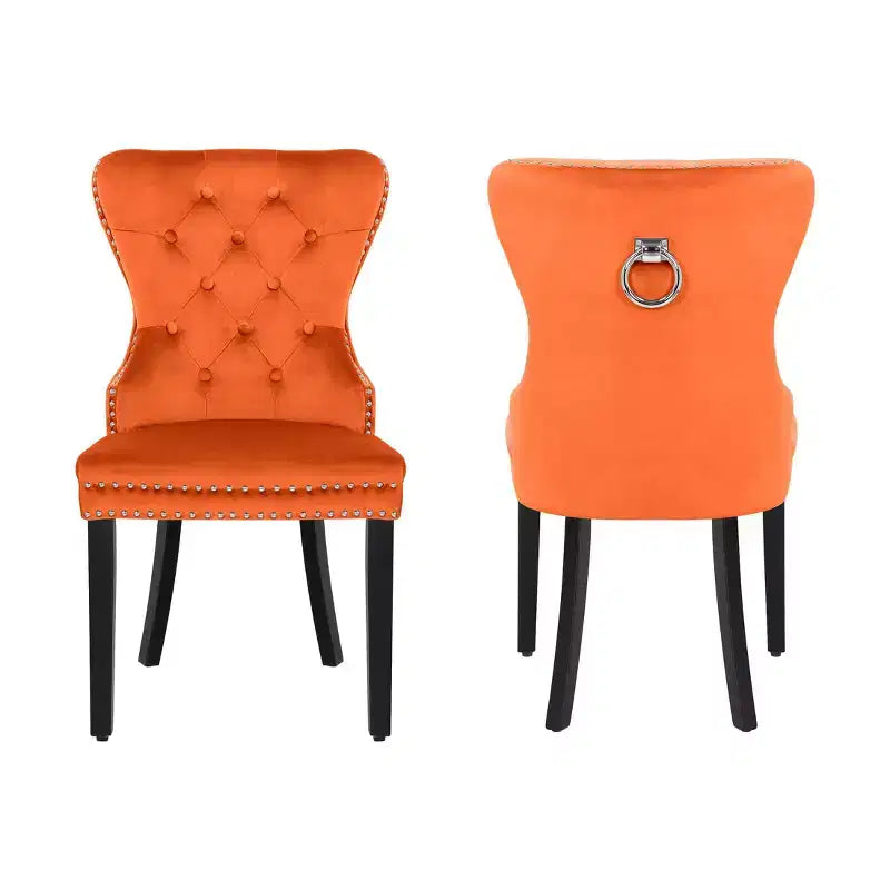Velvet Upholstered Tufted Dining Chairs (Set of 2)
