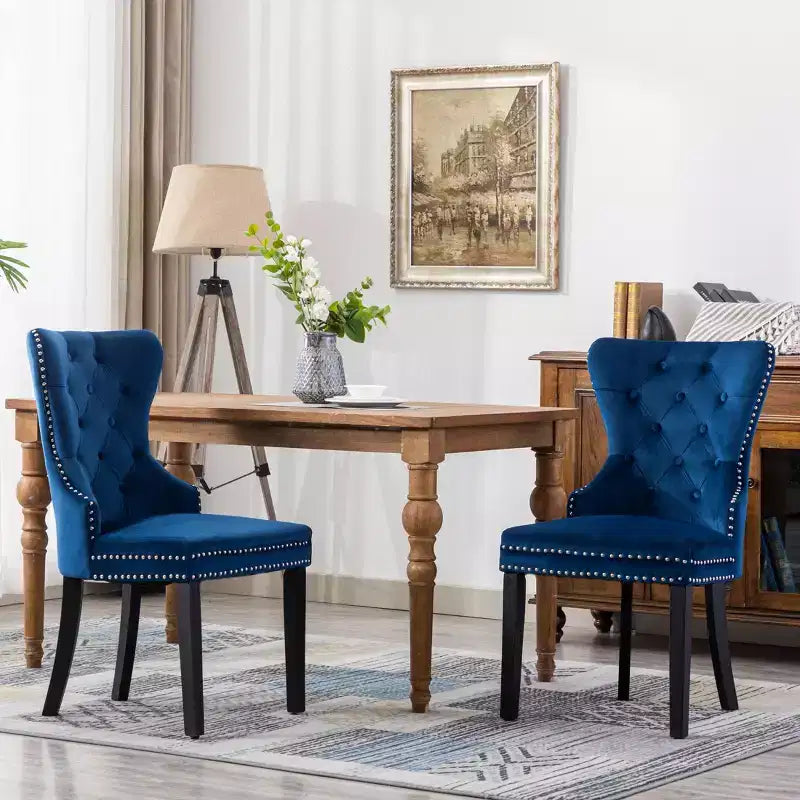 Velvet Upholstered Tufted Dining Chairs (Set of 2)