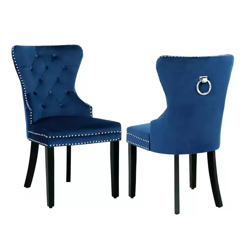 Velvet Upholstered Tufted Dining Chairs (Set of 2)