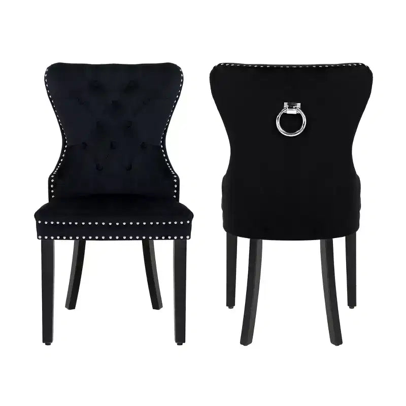 Velvet Upholstered Tufted Dining Chairs (Set of 2)