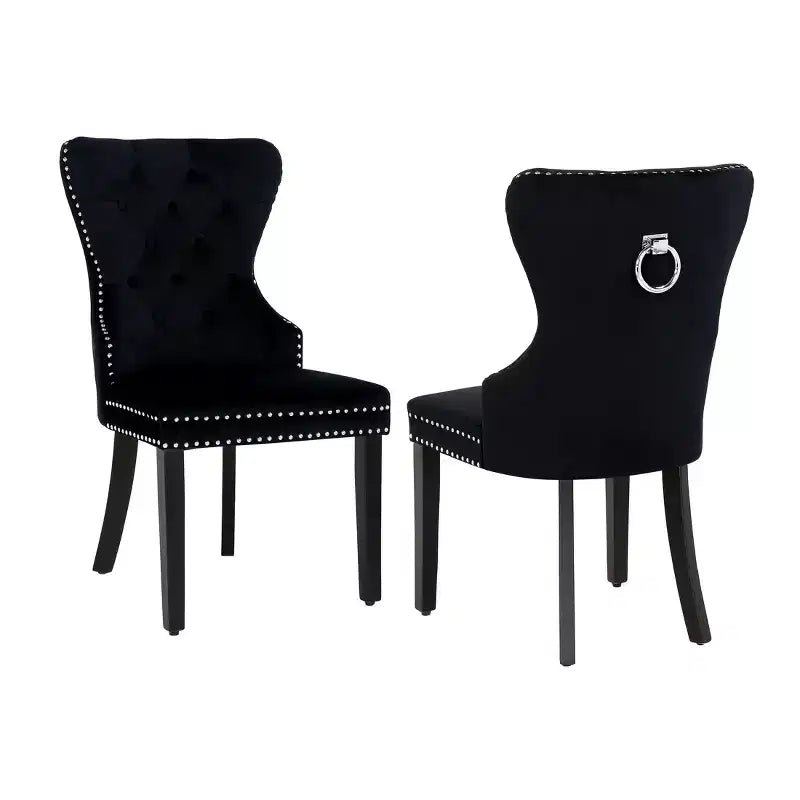 Velvet Upholstered Tufted Dining Chairs (Set of 2)