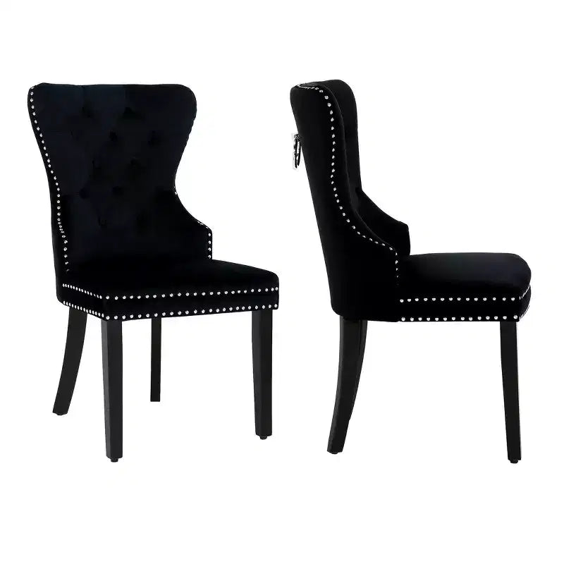 Velvet Upholstered Tufted Dining Chairs (Set of 2)