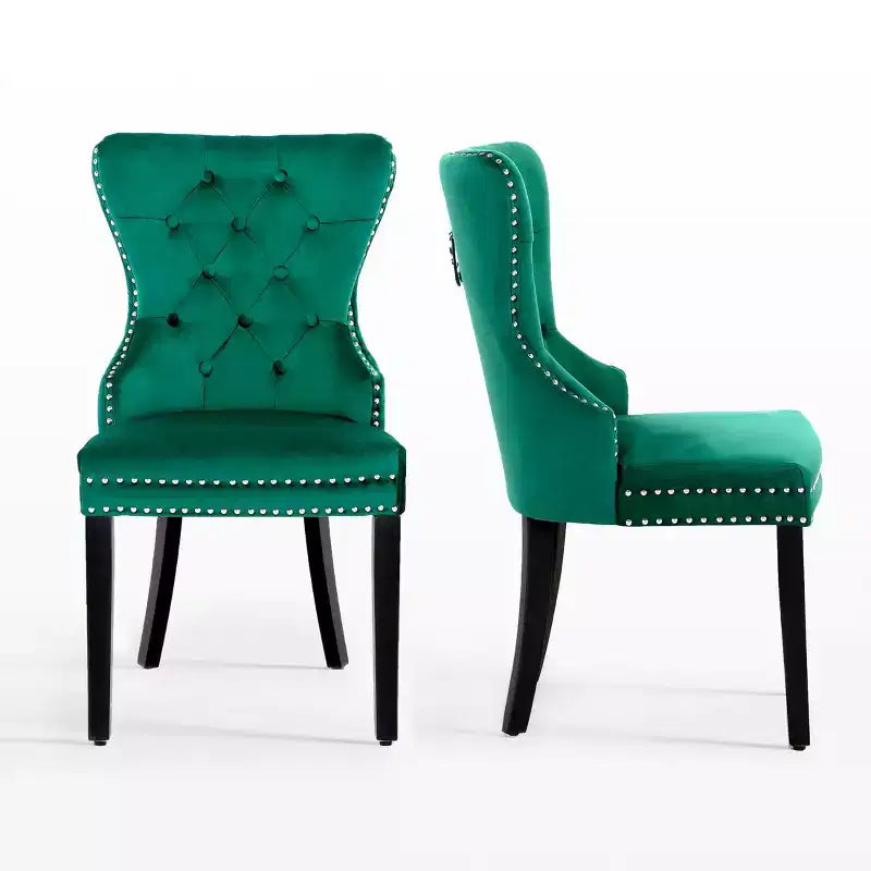 Velvet Upholstered Tufted Dining Chairs (Set of 2)