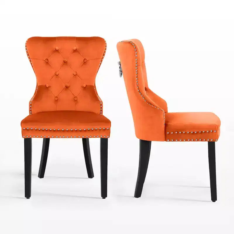 Velvet Upholstered Tufted Dining Chairs (Set of 2)