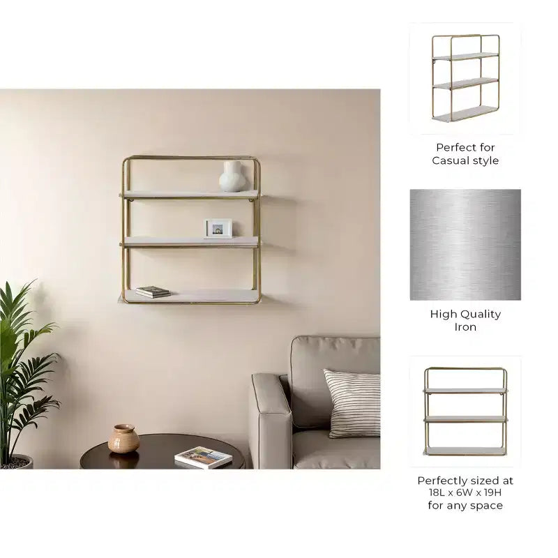 Metal Wood Floating Wall Shelves, Storage and Display, Decorative Wall Shelf Organization