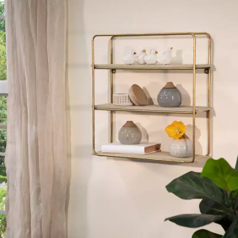 Metal Wood Floating Wall Shelves, Storage and Display, Decorative Wall Shelf Organization