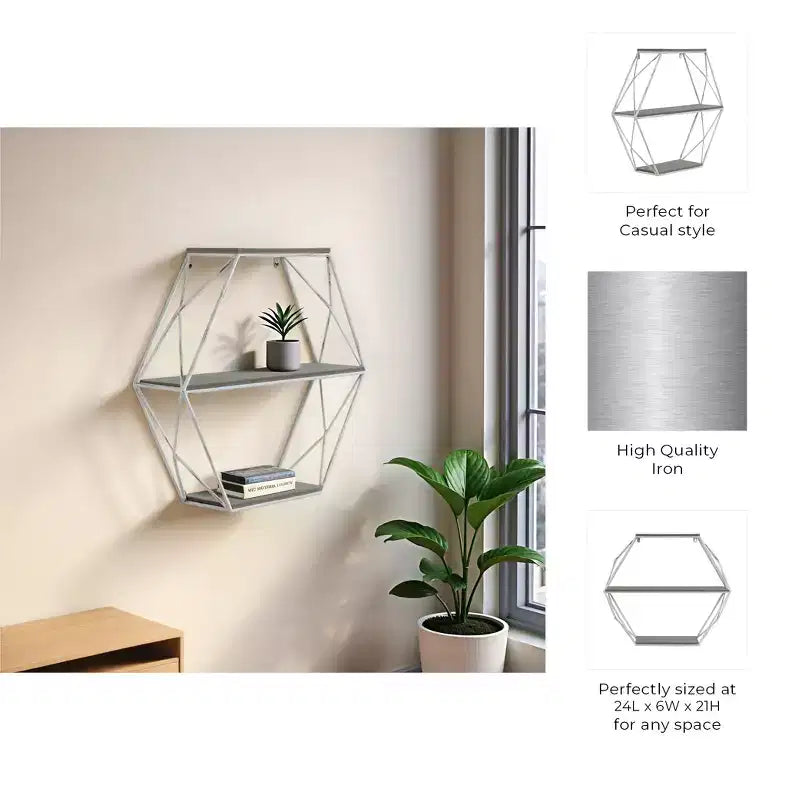 Metal Wood Floating Wall Shelves, Storage and Display, Decorative Wall Shelf Organization