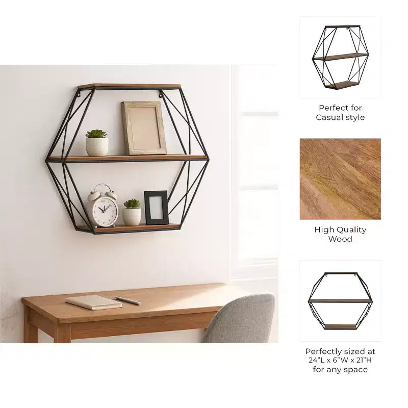 Metal Wood Floating Wall Shelves, Storage and Display, Decorative Wall Shelf Organization