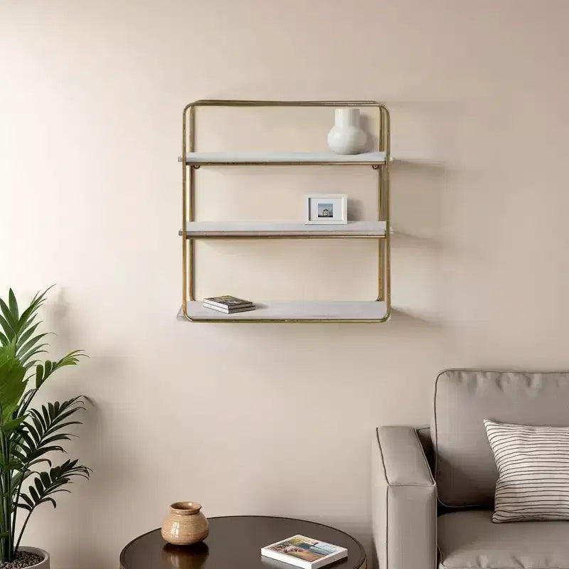 Metal Wood Floating Wall Shelves, Storage and Display, Decorative Wall Shelf Organization