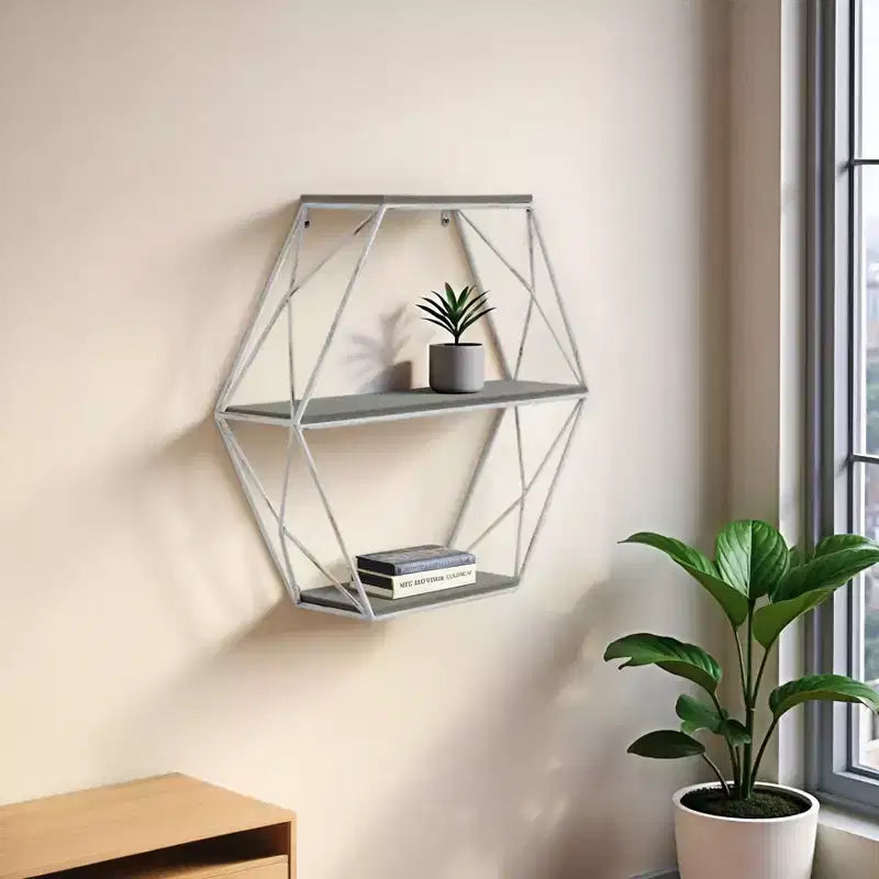Metal Wood Floating Wall Shelves, Storage and Display, Decorative Wall Shelf Organization