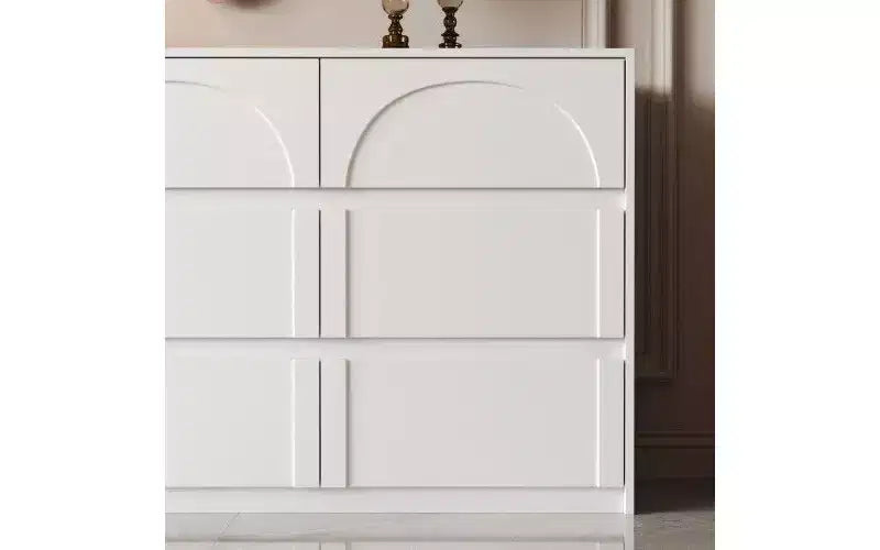 White 9 Drawer Concealed Handle Arch Pattern Decor Dresser Sideboard Chest Storage Cabinet