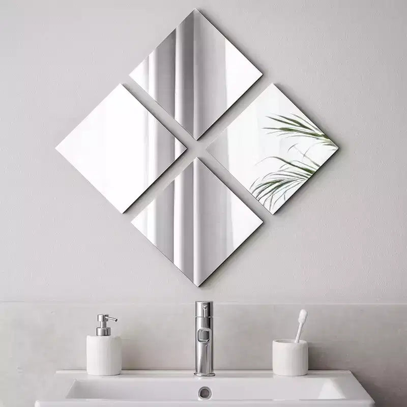 Lot de 4 grands miroirs décoratifs autocollants French Home Goods, disponibles en 3 formes – Parfaits pour une décoration murale moderne dans n'importe quelle pièce.