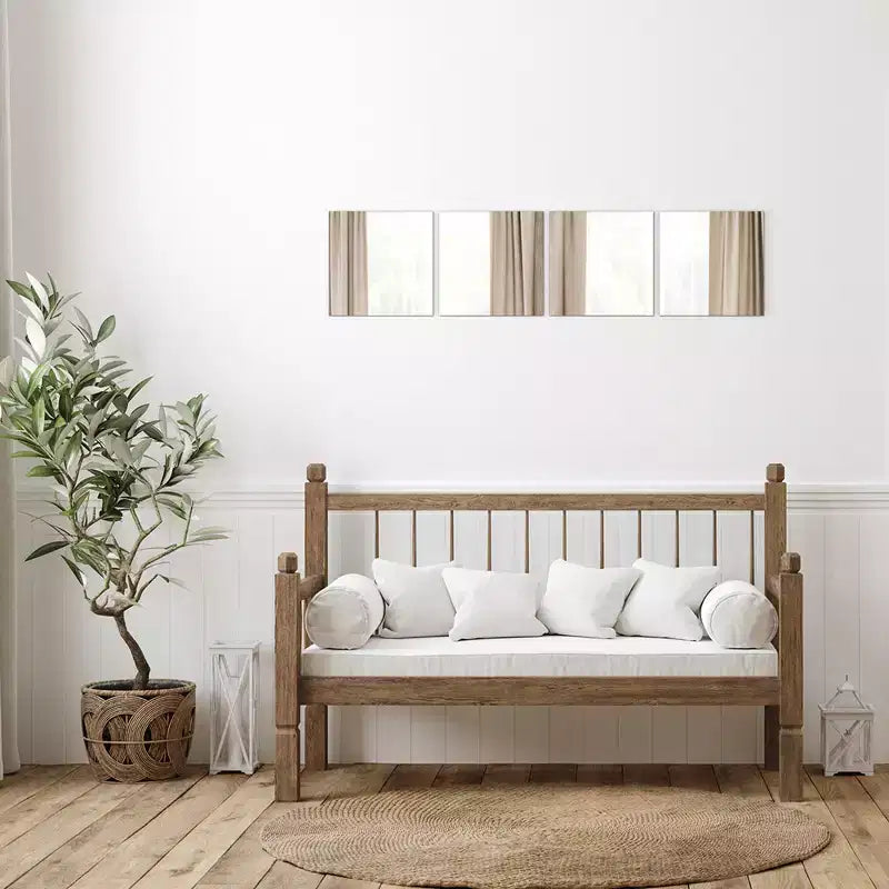 Lot de 4 grands miroirs décoratifs autocollants French Home Goods, disponibles en 3 formes – Parfaits pour une décoration murale moderne dans n'importe quelle pièce.