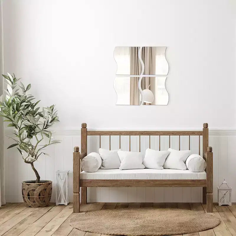 Lot de 4 grands miroirs décoratifs autocollants French Home Goods, disponibles en 3 formes – Parfaits pour une décoration murale moderne dans n'importe quelle pièce.