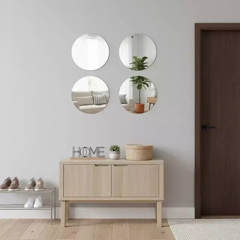 French Home Goods Set of 4 Large Decorative Self-Adhesive Mirrors, Available in 3 Shapes Perfect for Modern Wall Decor in Any Room