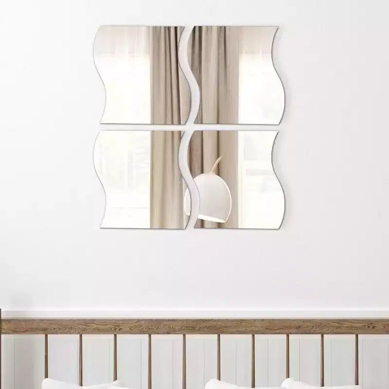 Lot de 4 grands miroirs décoratifs autocollants French Home Goods, disponibles en 3 formes – Parfaits pour une décoration murale moderne dans n'importe quelle pièce.